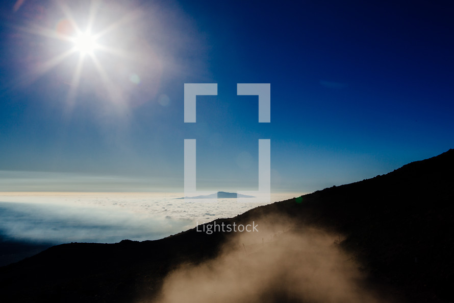 sunburst over Mauna Kea 