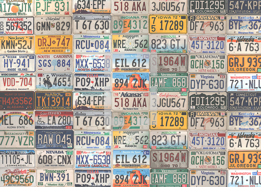 background of license plates from around the United States 