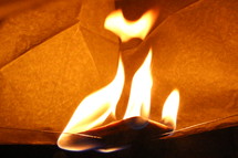 burning paper lantern