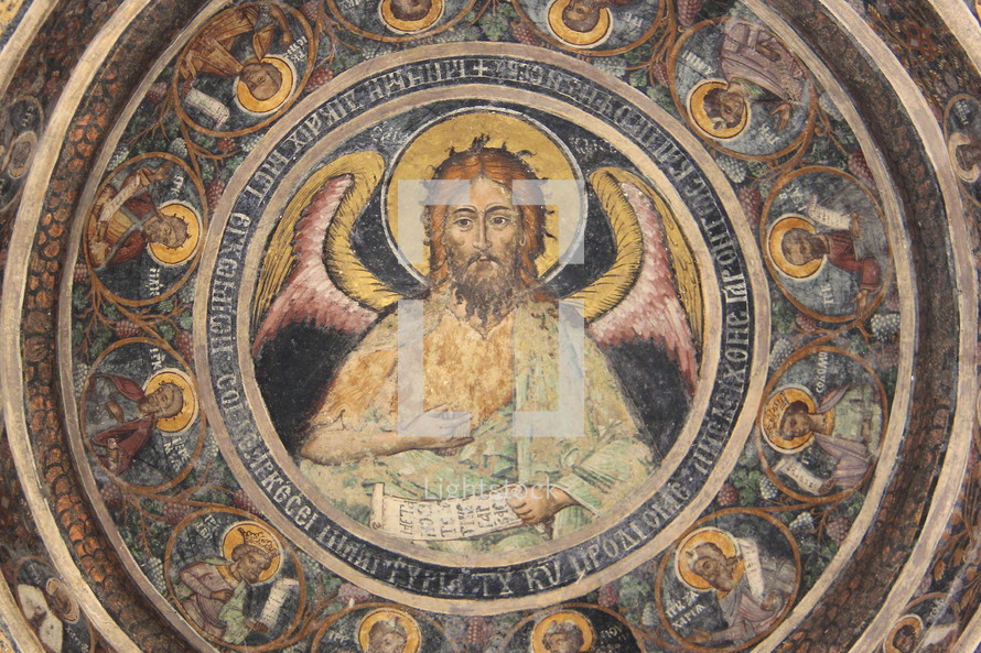 Ceiling mural of the Archangel Gabriel.