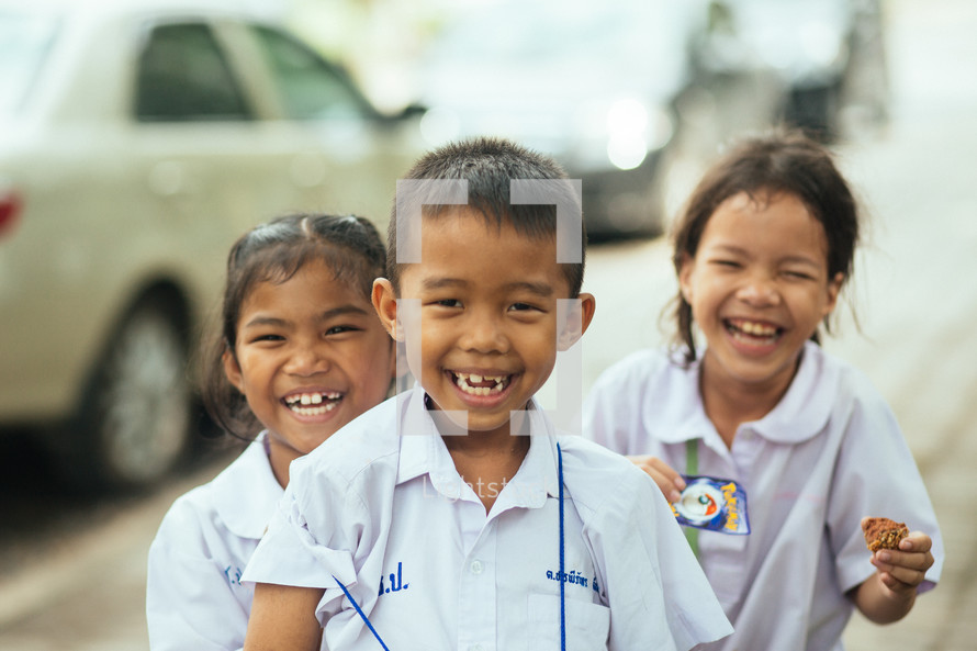 happy preschool children in Thailand 