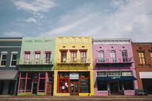 Rainbow row - colorful buildings downtown