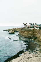 cliffs along  shoreline 