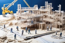 Architecture and construction concept. Miniature model of a construction site.