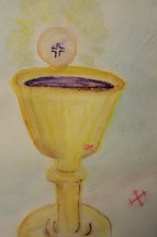 Communion, Eucharist in watercolor 