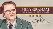 illustration of the Reverend Billy Graham with dates