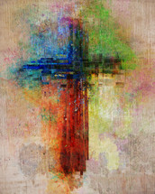 abstract cross on wood 