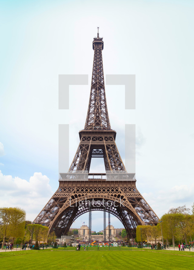 Eiffel Tower with cloudy sky in winter, Paris, France