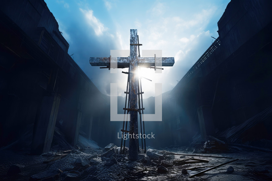 My faith is holding strong. Cross in rubble.