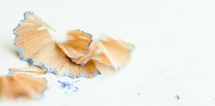 pencil shavings on a white background 