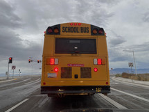 A school bus stopped at an intersection