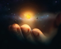 God holding the universe in his hands 