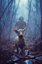 Lost lamb in the rain