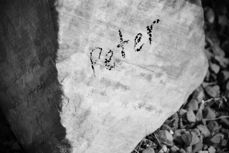Peter written on a rock 