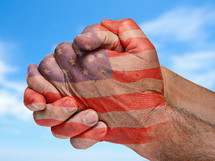 American flag on Praying Hands