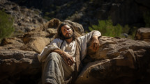 Jesus playfully rested and meditated over the kingdom of His Father