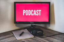 podcast on a computer screen 