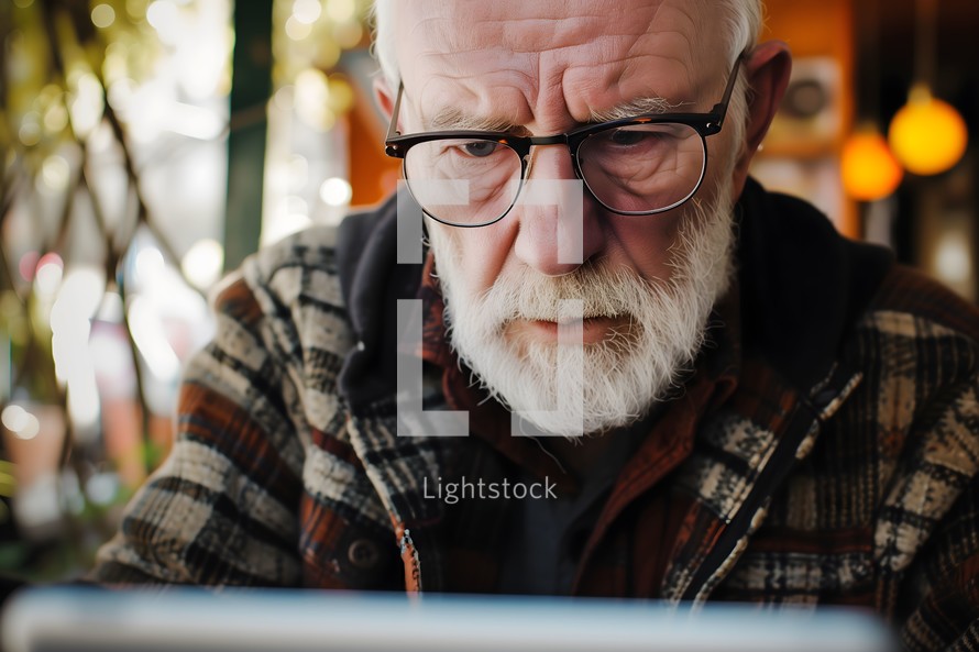 Grandpa Working on His Laptop