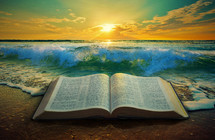 A Bible on the beach 