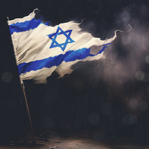 Israel flag during a storm and war