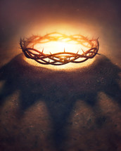 A crown of thorns with the shadow of a king's crown