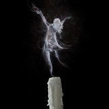 shape of a woman in smoke from a candle 
