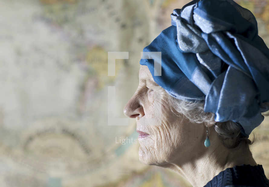 profile of an elderly woman 