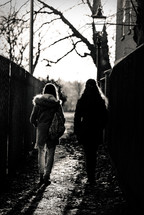 teen girls walking together 