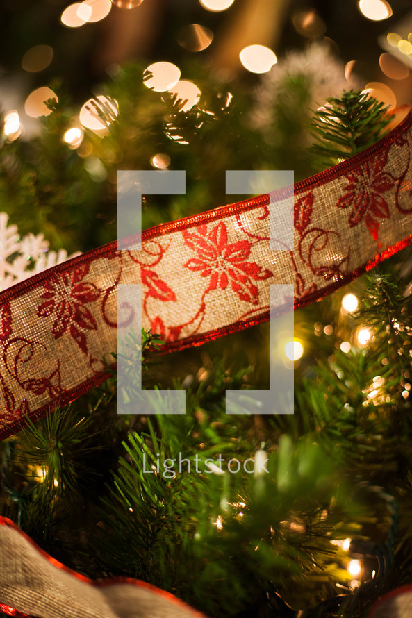 ribbon on a Christmas tree 
