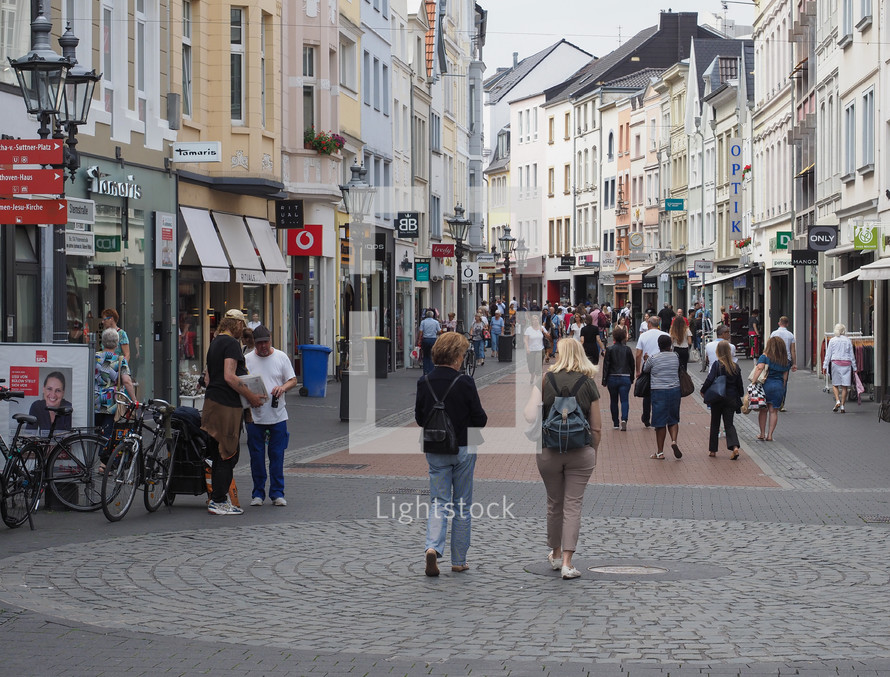 BONN, GERMANY - CIRCA AUGUST 2019: People in the city centre