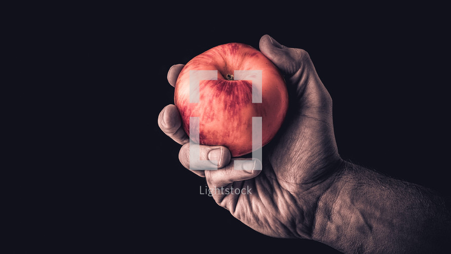 handing holding an apple