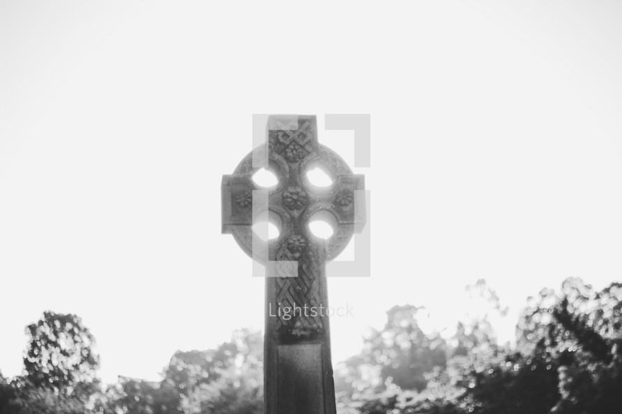 stone Irish cross grave marker 