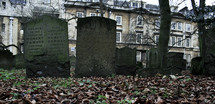 tomb stones in an old graveyard