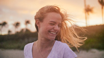 happy young woman on a beach 