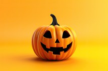 Halloween pumpkin isolated on orange background. 3d illustration, clipping path