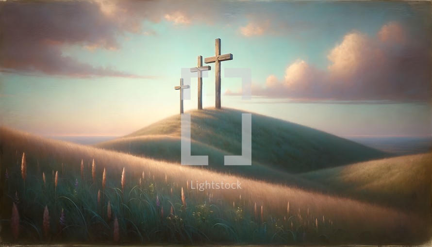 Three Crosses on a the hill
