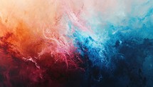 Abstract background with blue, orange and red watercolor paint splashes
