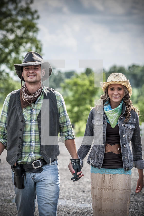 cowboy and cowgirl couple 