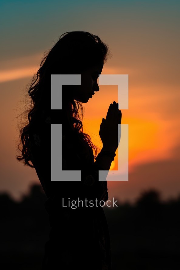 Silhouette of a woman praying