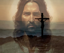 Portrait of Jesus and the cross