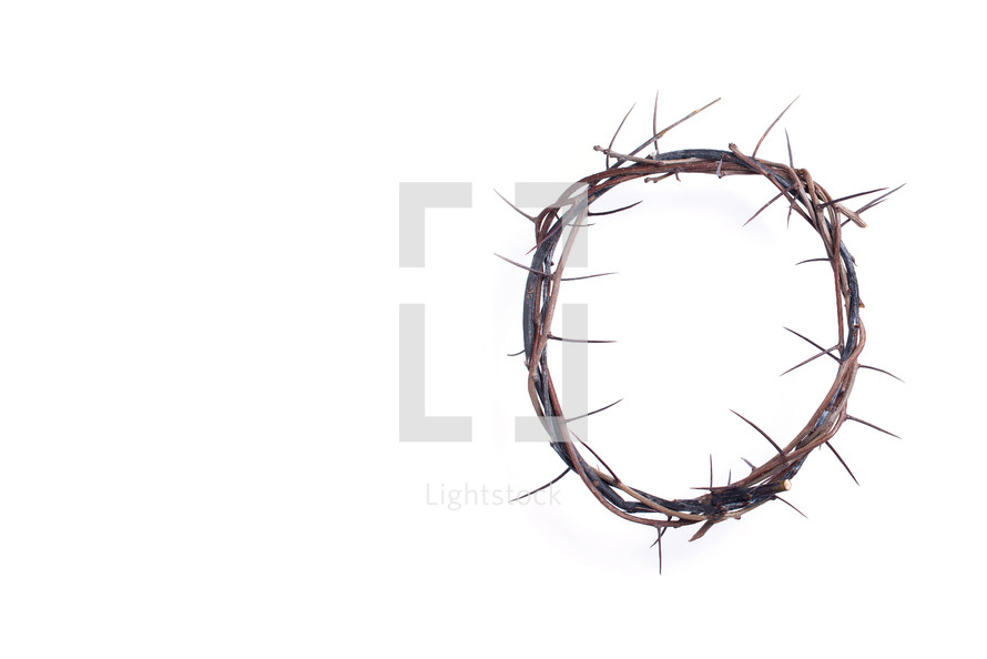 Christian Easter concept. Crown of thorns isolated on white background. Good Friday. 