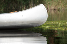 A canoe on a river.