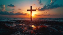 The Cross of Jesus Christ at Sunset