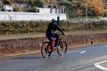 cyclist on the street in Bilbao city, spain, mode of transportation