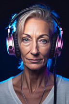 Women wearing headphones