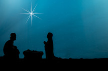 Mary, Joseph, and Baby Jesus silhouettes 