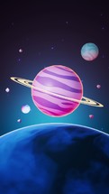 Cartoon style planet in the outer space, 3d rendering.
