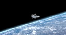 The rockect Space Shuttle Flying Over the Earth 4K