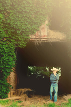 Boy in barnyard