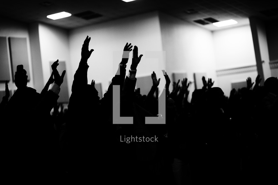 raised hands at a worship service